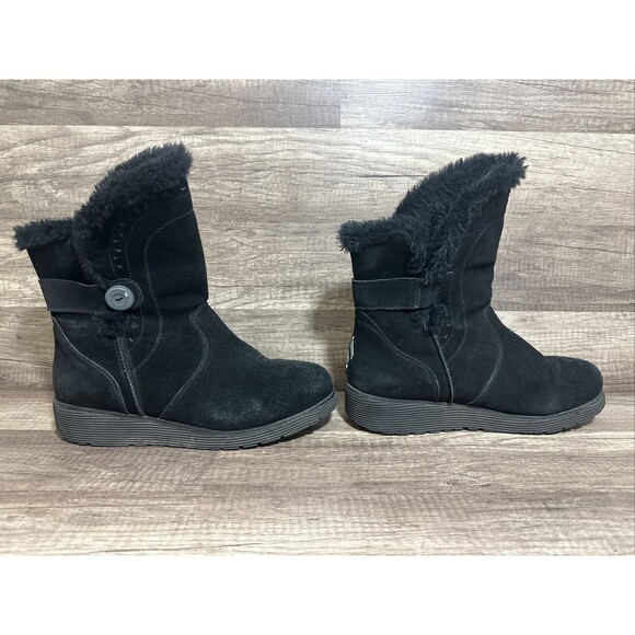 Skechers Keepsakes Wedge Winter Boots Black Faux Fur Cozy Peak Mid Calf Size 8 - Picture 3 of 8